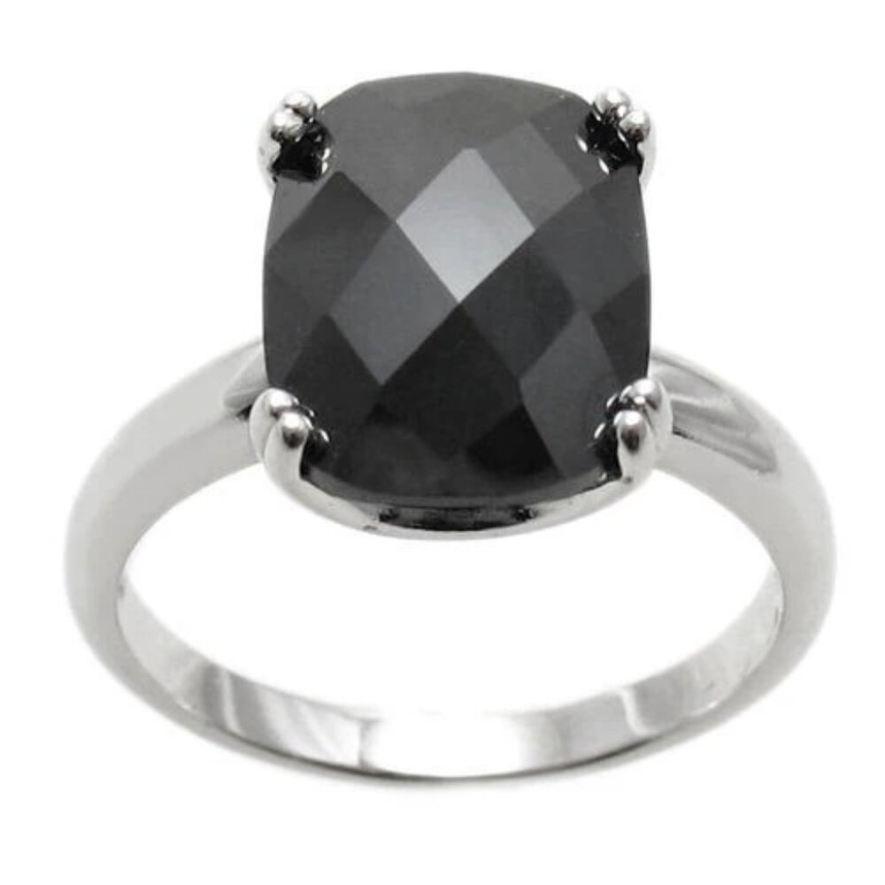Spectacular Ring Black Obsidian Colored Rectangle… - image 2